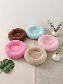 PETSIN 1 Piece Of Ultra Soft Plush Pet Bed - A Comfortable And Warm Hamster Bed With Anti Slip Bottom And Insulation Pad, Perfect For Guinea Pigs And Other Small Animals, Round Fluffy And Colorful Design - View 3