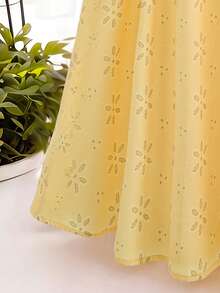 SHEIN Franclia Chân váy chữ A màu vàng nhạt họa tiết hoa rỗng thời trang và thanh lịch - Màu vàng - Xem 5