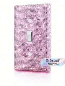 1PC Wall Plate Outlet Covers, Plug Covers For Electrical Outlets, Standard Size 4.50" X 2.76", Silver Rhinestones Bling Decorative Light Switch Cover Plate For Bedroom Accessories Home Decor,Stickers,Wall Decal, Vinyl Decal For Home Decorations,Spring Decoration Items Refresh Your Home,Rama Decoration Stickers Gifts Birthday Graduation - pink - View 3