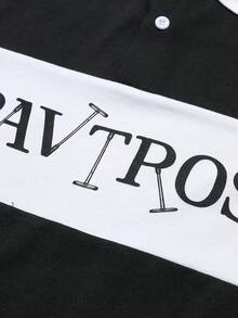 PAVTROS 男士撞色短袖Polo衫，Polo衫及字母印花图案，适合户外活动、朋友聚会，可作为送给男友/丈夫的礼物或周年纪念礼物。 - 彩色 - 查看 6
