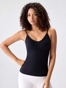 Loungeista Camiseta de tirantes moldeadora para mujer, moldeador de cintura ajustado sin mangas para el verano - Negro - Ver 3