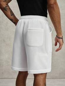 PAVTROS Men's White Knit Loose Casual Versatile Knee-Length Shorts - White - View 1