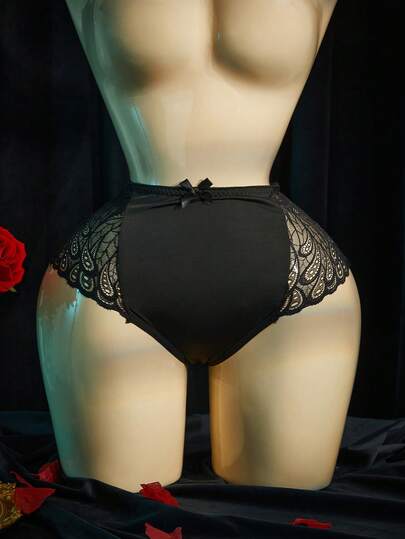 SpicyHot Lace Patchwork Bow Trim Thong Panties,Sexy Lingerie For Women,Adult ,Honeymoon,Hot,Date Night,Lingerie,Lace Sexy Lingerie,Playsuit,Lingerie Set,Sexy Outfit