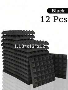 SHEIN 金字塔吸音泡沫 6-48 块 12 英寸 X 12 英寸 X 3 英寸 / 12 英寸 X 12 英寸 X 2 英寸 / 12 英寸 X 12 英寸 X 1.18 英寸 吸音板 8 色高密度声学处理泡沫 工作室隔音海绵垫 家居装修 - 彩色 - 查看 80