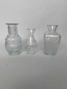 1pc Or 3pcs Glass Vase, Bulk Small Vase, Mini Ribbed Vase, Center Decor Vase, Transparent Vintage Vase For Tabletop, Wedding, Party, Wedding Decorations,Reception, Home Decor Living Room Decor Gifts Birthday Graduation - transparent - View 15