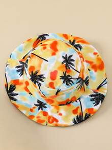 SHEIN Baby/Baby Boy Colorblock Cute Orange Palm Tree Print Long Sleeve Rash Guard & Shorts Swimsuit, Suitable For Beach, Vacation, Surfing, Baby Swimwear - Multicolor - View 5