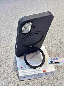 1 chiếc ốp lưng silicon lỏng cao cấp mờ có vòng giữ điện thoại vô hình cho iPhone 17 Pro Max 16 15 14 13 12 11 Pro Plus Max, hỗ trợ sạc không dây. - màu đen - Xem 1