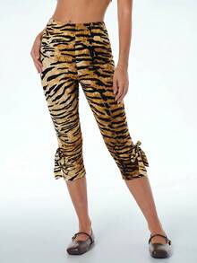 SHEIN ICON Y2k Sexy Summer Women's Black Backless Night Club Vacation Solid Color Casual Pants With Bow Decoration Spring Going Out - Multicolor - View 7
