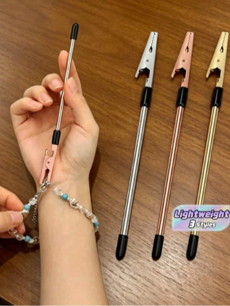 1/2/3/4件手链辅助佩戴夹珠宝辅助固定钩装置珠宝手链项链手表扣拉链 - 金色 - 查看 1