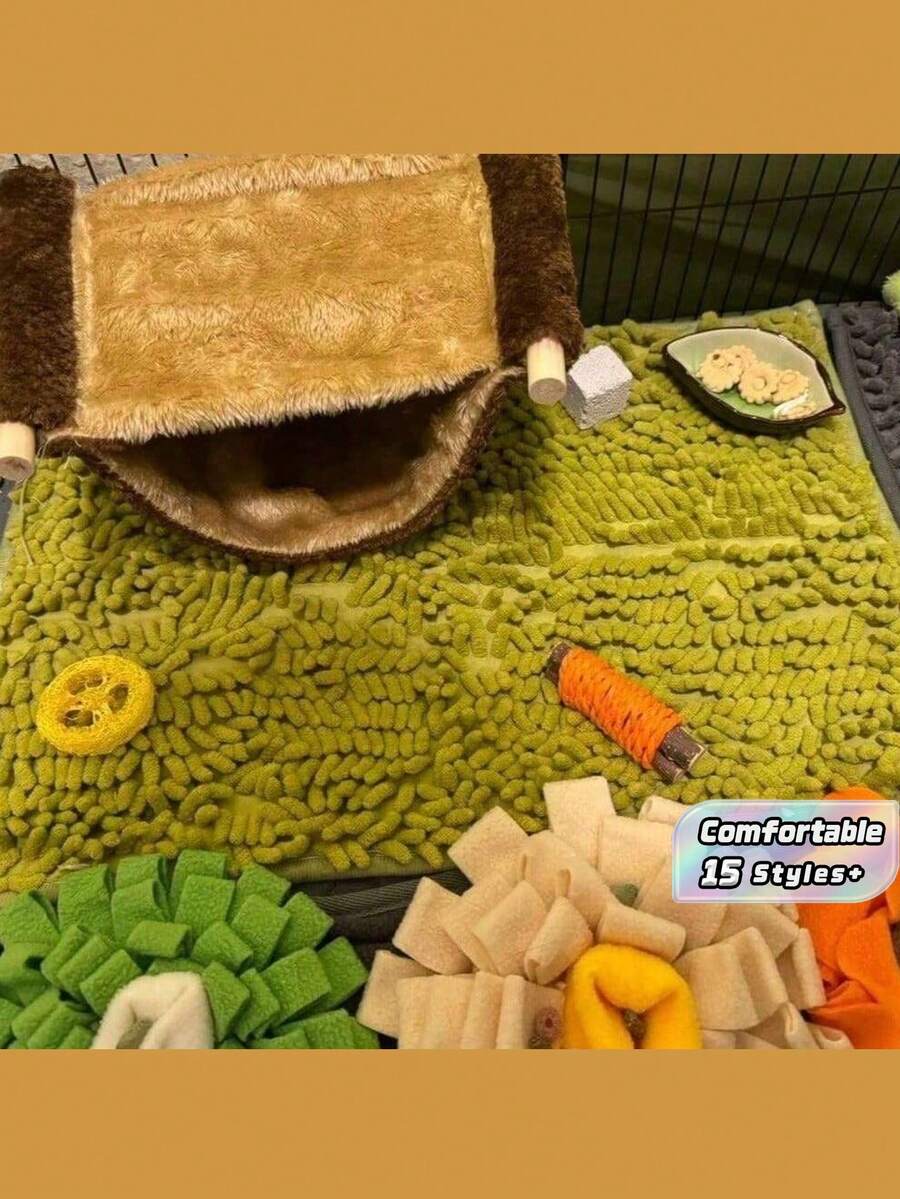 Soft Coral Fleece Pet Carpet/Mat - Highly Absorbent, Suitable For Rabbit Cages, Provides Comfortable Sleeping Environment For Small Animals - Multicolor - View 1