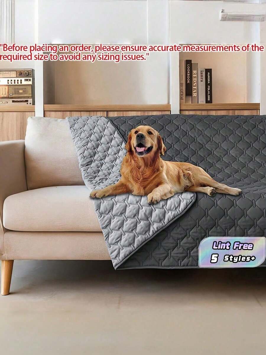 1pc Double-Sided Waterproof Pet Bed Cover – Washable Removable Sofa Furniture Protector For Dogs & Cats - Grey - View 1