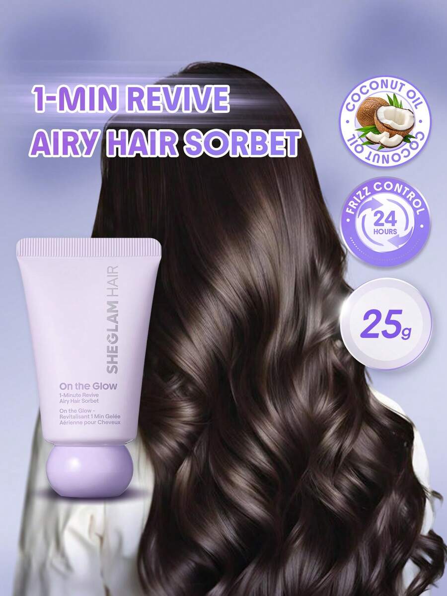 SHEGLAM HAIR On The Glow 1 分鐘空氣感秀髮冰糕-25g，保濕免洗護髮素，免洗護髮霜，熱定型保護，免沖洗，不傷發，輕盈不油膩，輕盈冰糕質地，雙重功效配方，保護和修復輕微受損、易捲曲的頭髮 禮物 粉紅色的 化妝品 海灘 節慶 護髮 Y2K 假期 夏天 美髮配件 重返校園 家