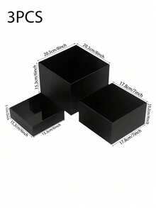 Soporte de autoservicio para bufé de acrílico negro | Soporte de mesa de bufé de acrílico | Estantería de exhibición de postres para catering | Soporte de exhibición de cubo de acrílico anidado con fondo hueco - Negro - Ver 7