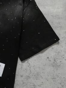 ROMWE MEN Áo thun nam tay ngắn cổ tròn, chất liệu denim mài, kiểu dáng vintage, đính đá lấp lánh. - Xám - Xem 4