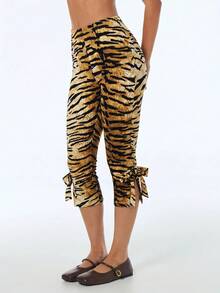SHEIN ICON Y2k Sexy Summer Women's Black Backless Night Club Vacation Solid Color Casual Pants With Bow Decoration Spring Going Out - Multicolor - View 4