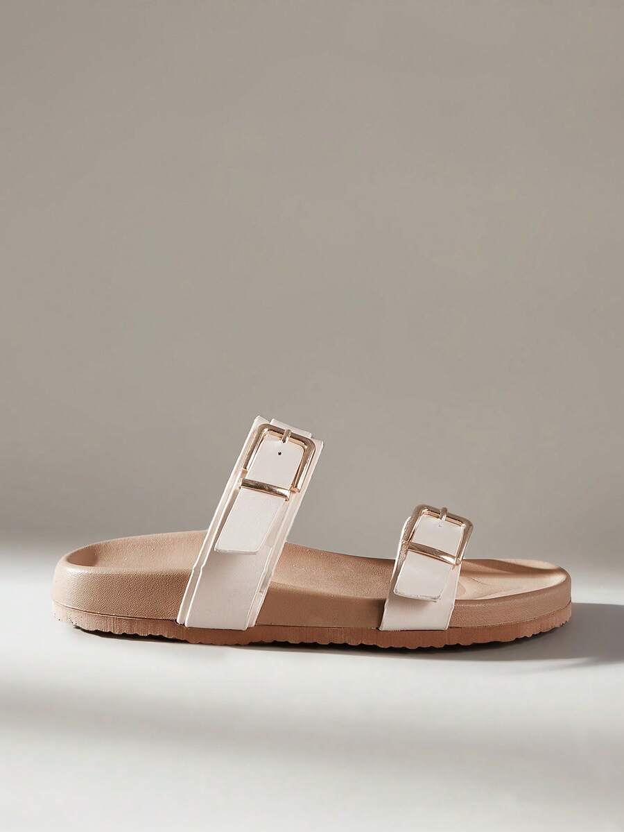 Solecia Double Metal Buckle Thick Bottom Sandals, Soft Bottom, Daily Street Versatile Drag Summer - Avocado apricot - View 1