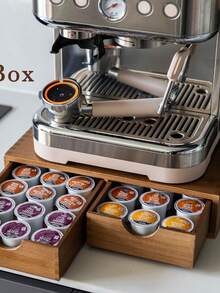 1pc Wooden Coffee Pod Storage Box, Coffee Pods And Tea Organizer Holder, K Pod Drawer Coffee Maker Machine Stand, Organizer De Cafe, Kcup Drawer Organizer, 30 Pod Capacity - Multicolor - View 9