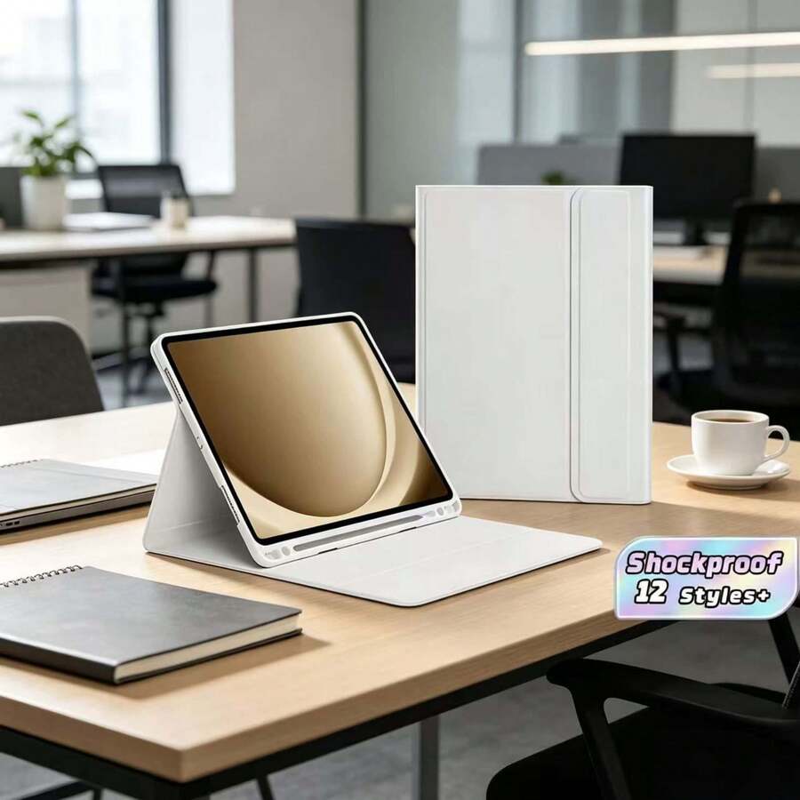 1PC Tablet Protective Cover, Convenient, Multi-Folding, With Pen Slot, Compatible With Apple Pad - Light Grey - View 1