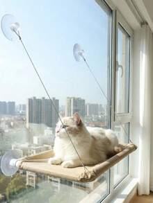 PETSIN 一体式猫吊床，悬挂式猫床，窗户宠物床，适用于猫、小型犬，阳光充足的窗台座椅，带安装支架和毯子，承重5公斤，宠物配件 - 寬度35-40/32    長度55/49 - 查看 4