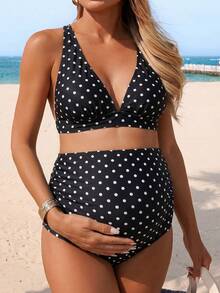 SHEIN 26SS 夏季海灘度假花卉孕婦泳衣套裝 - 黑與白 - 查看 3