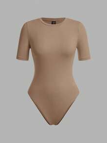 SHEIN BASICS 3件套休闲纯色针织圆领短袖连体衣（女款） - 彩色 - 查看 3
