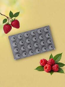 1pc Silicone Raspberry Charlotte Cake Mold, 24-Cavity Non-Stick Baking Mold For Making Raspberry Tarts, Mousse Cakes, Jelly Rolls, Baking Accessories - Grey - View 3