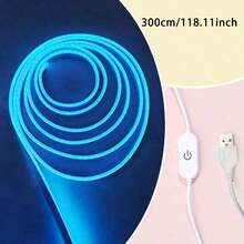 1M/2m/3 Meters/4m/5m LED Touch Sensitive Neon Decorative Light Strip, USB Dimmable Flexible Ambient Lighting For Home Decor, Live Streaming Lighting, Makeup Mirror & Bathroom Mirror Lighting - الجليد الأزرق - مشاهدة 11