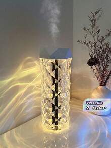 这款USB供电的大容量亚克力水晶加湿器，可用作USB夜灯、台灯和水晶氛围灯。它还是一款适用于卧室和家居的小型香薰机（请勿使用油基香水或香精）。盖子不防水。七色RGB自动变色，长按可锁定颜色。 - 白色 - 查看 1