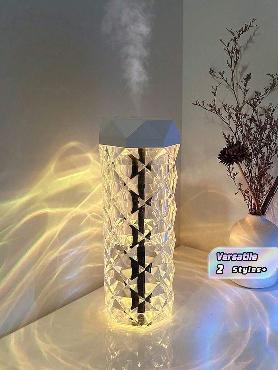 这款USB供电的大容量亚克力水晶加湿器,可用作USB夜灯、台灯和水晶氛围灯。它还是一款适用于卧室和家居的小型香薰机(请勿使用油基香水或香精)。盖子不防水。七色RGB自动变色,长按可锁定颜色。 - 白色 - 查看 1