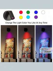 1 pieza Foco controlado por control remoto, luz decorativa de pared con control táctil, RGB de 7 colores con capacidad de atenuación, iluminación nocturna, adecuado para arte de pared y decoración de árboles, luz recargable. - 7 Colors RGB - Ver 1