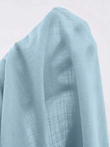 Manfinity Homme Men's Solid Color Short Sleeve Shirt And Pants Casual Suit, Ceremony - Baby Blue - View 7