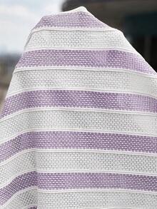 Manfinity CasualCool Camisa polo de hombre de talla grande con textura de jacquard a rayas - Morado - Ver 4