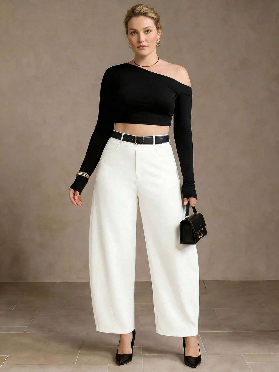 PLUS SIZE WOMEN'S ELEGANT CASUAL LONG PANTS, SPRING/SUMMER