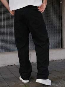 LEOGASHI LEOGASHI 1件 Infinite Jeans 男士休闲直筒牛仔裤，高品质品牌，舒适休闲，适合外出穿着（不含腰带和配饰） - 黑色 - 查看 2