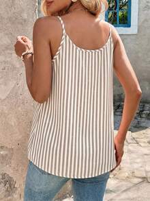 EMERY ROSE Tank Top Tanpa Lengan Kasual Motif Garis-garis untuk Wanita, Atasan Musim Panas - MultiWarna - View 2