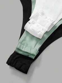 SHEIN BASICS 3件套休闲纯色针织圆领短袖连体衣（女款） - 彩色 - 查看 9
