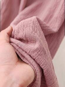 CosyJoli Pantalones largos casuales y versátiles de talla grande para mujer con cintura con cordón, unicolor, para uso diario y salidas - Rosa - Ver 2