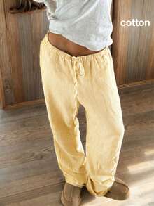 Pantalones casuales y holgados a rayas para mujer, primavera/verano - Amarillo - Ver 5