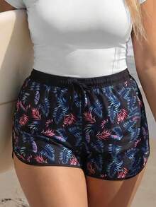 Swim SPRTY 2026新款夏季沙滩度假休闲运动女式印花抽绳腰短裤，大码泳装下装 - 彩色 - 查看 3