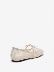 Eladyva Women's White Ballet Flats With Bow Decor, Flower Embroidery, Breathable Mesh Vamp, Square Toe, Suitable For Wide Or Plump Feet, Summer Mary Jane Shoes - White - View 9