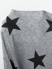 Doze Lane Plus Size American Casual Star Print V-Neck Short Sleeve Robe For Women - Grey - View 6