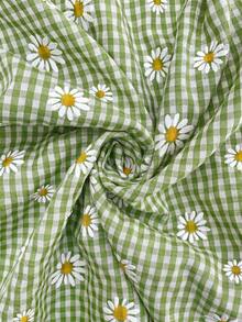 SHEIN Vestido de maternidad con estampado floral a cuadros con función de lactancia, informal para vacaciones y viajes - Verde - Ver 6