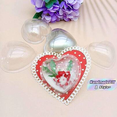 20PCS Sweet Heart Clamshell Blister Packing Clear Plastic Candy Dome Candy Holder Money Card Handmade Shaker Cards Transparent Plastic Covers For DIY Candy Gift Box