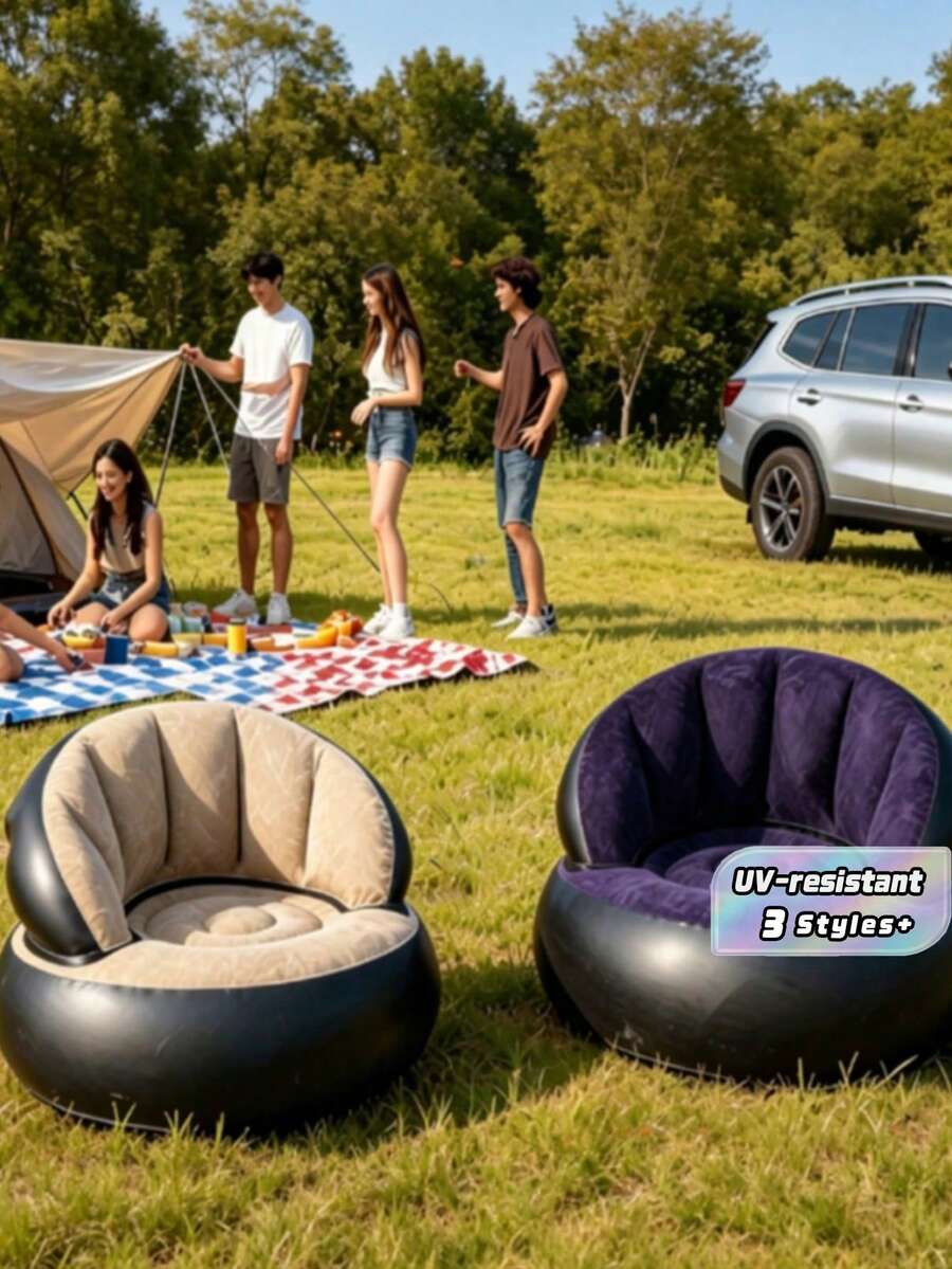 Foldable Inflatable Single-Person Sofa, Space-Saving, Convenient To Use, Ideal Companion For Family Outdoor Activities, Also An Excellent Gift Choice! - Multicolor - View 1