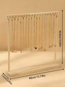 1PC/2Pcs Natural Wood Tone Necklace Display Holder, Large Size Sweater Chain, Bracelet, Jewelry Organizer Rack Sun Travel Cool Back To School - wood color - View 16