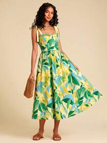 Travachic Vacation Woven Printed Spaghetti Strap Midi Dress For Women - Multicolor - View 3