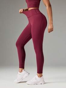 OutZeal Gym Wear Women Sports Leggings Workout Yoga Pilates Tummy Control Mesh Panel Active Bottom - Burgundy - View 9