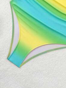 Swim Lushoire Áo tắm liền thân nữ thanh lịch, tôn dáng, phối ombre, xếp ly, dây đeo rộng. - Màu xanh Bạc hà - Xem 6