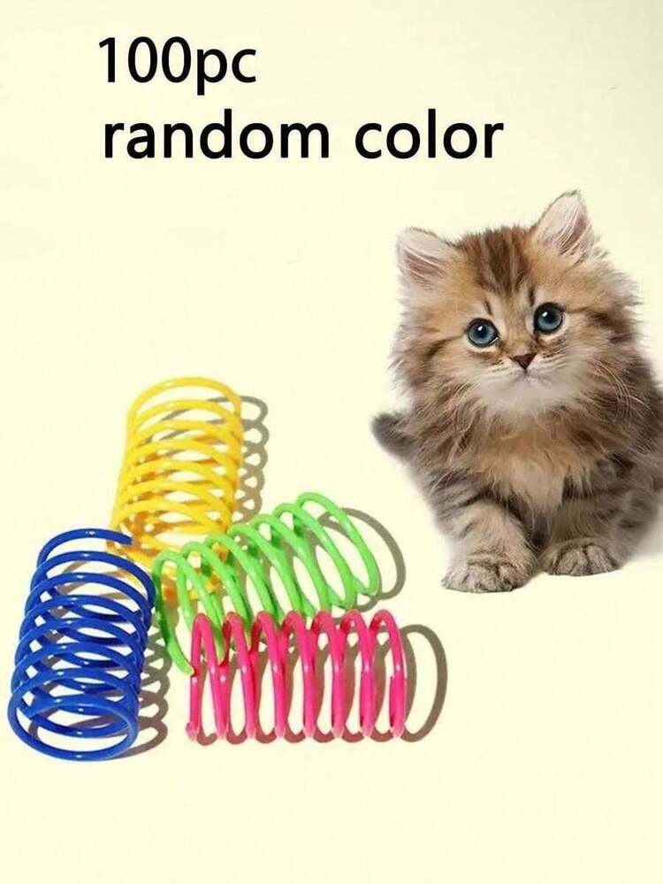 PETSIN 宠物猫自娱玩具，塑料彩色弹簧弹跳互动猫玩具，猫咪用品，猫咪螺旋弹簧/纸质褶皱玩具，2/4/8/10/12/20/30/40/50/60 片装，创意玩具，消磨时间，保持健康，耐用塑料彩色玩具，适合拍打、啃咬、追逐，适合猫咪，情人节猫狗礼物 - 彩色 - 查看 12