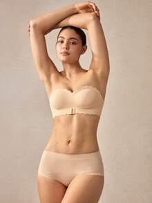 Veilyse Women's Invisible Strapless Sexy Front Closure Push-Up Bra, Wireless Bra For Backless/Strapless Tops - Apricot - View 8